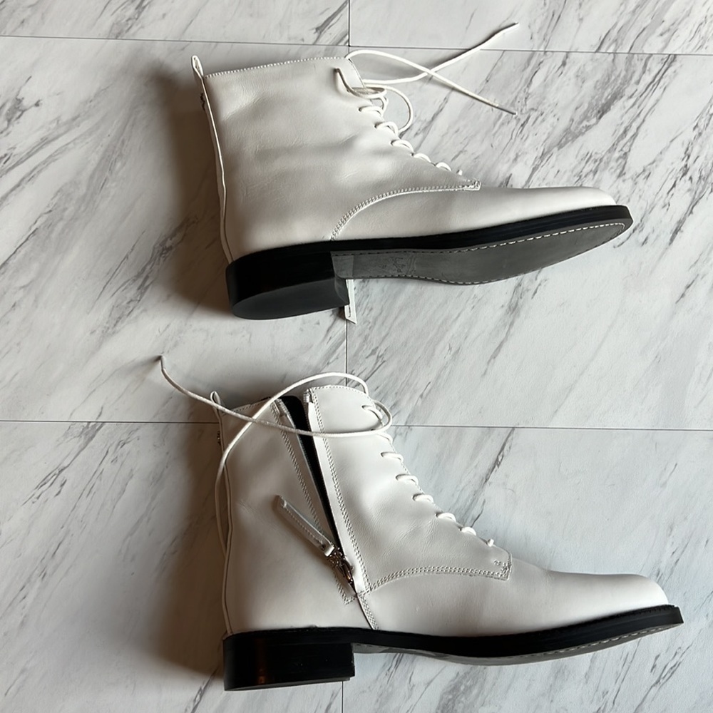 Sam Edelman Nina white leather combat boots lace up shoes size 9.5 boot shoe - Picture 4 of 6